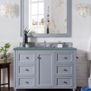 James Martin 301-V48-SL-3CBL Copper Cove Encore 48 Inch Single Vanity Cabinet with Cala Blue Quartz Top - Silver Gray