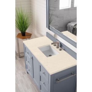 James Martin 301-V48-SL-3EMR Copper Cove Encore 48 Inch Single Vanity in Silver Gray with 3 CM Eternal Marfil Quartz Top