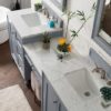 James Martin 301-V86-SL-DU-3CAR Copper Cove Encore 90 Inch Double Vanity Set in Silver Gray with Makeup Table with 3 cm Carrara Marble Top