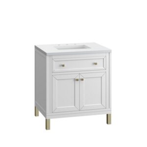 James Martin 305-V30-3WZ Chicago 30 Inch Single Vanity with 3cm White Zeus Quartz Top