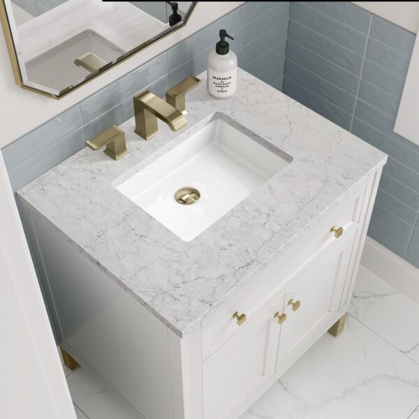 James Martin 305-V30-GW-3EJP Chicago 30 Inch Glossy White Single Sink Vanity with 3 cm Eternal Jasmine Pearl Top