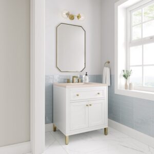 James Martin 305-V30-GW-3EMR Chicago 30 Inch Glossy White Single Sink Vanity with 3 cm Eternal Marfil Top