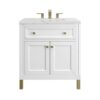 James Martin 305-V30-GW-3ENC Chicago 30 Inch Glossy White Single Sink Vanity with 3 cm Ethereal Noctis Top