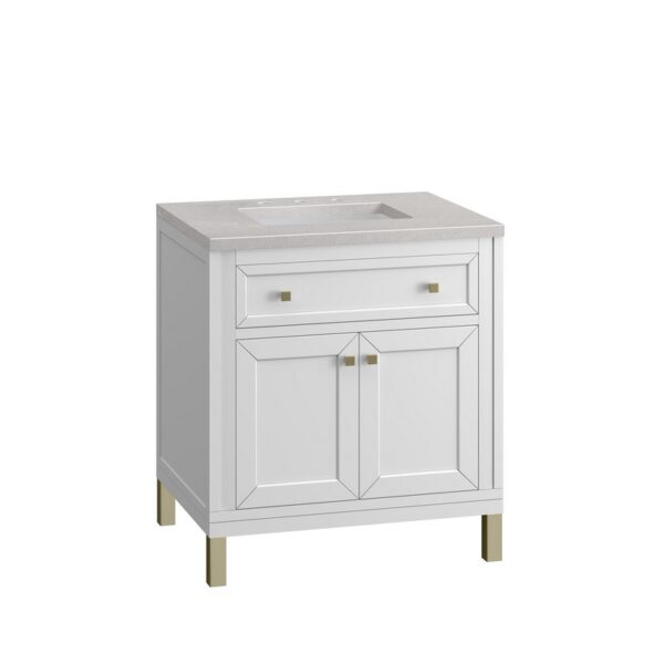 James Martin 305-V30-GW-3ESR Chicago 30 Inch Glossy White Single Sink Vanity with 3 cm Eternal Serena Top