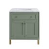 James Martin 305-V30-SC-3CAR Chicago 30 Inch Smokey Celadon Single Sink Vanity with 3 cm Carrara Marble Top