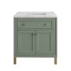 James Martin 305-V30-SC-3EJP Chicago 30 Inch Smokey Celadon Single Sink Vanity with 3 cm Eternal Jasmine Pearl Top