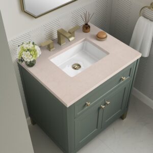 James Martin 305-V30-SC-3EMR Chicago 30 Inch Smokey Celadon Single Sink Vanity with 3 cm Eternal Marfil Top