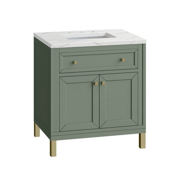 James Martin 305-V30-SC-3ENC Chicago 30 Inch Smokey Celadon Single Sink Vanity with 3 cm Ethereal Noctis Top