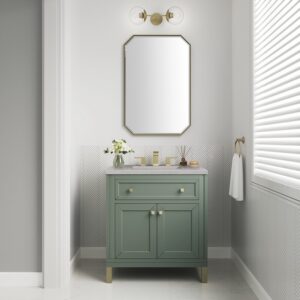 James Martin 305-V30-SC-3ESR Chicago 30 Inch Smokey Celadon Single Sink Vanity with 3 cm Eternal Serena Top