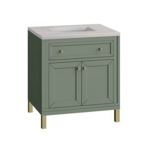 James Martin 305-V30-SC-3ESR Chicago 30 Inch Smokey Celadon Single Sink Vanity with 3 cm Eternal Serena Top