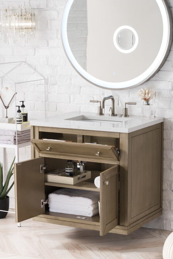 James Martin 305-V30-WWW Chicago 30 Inch Single Vanity in Whitewashed Walnut