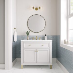 James Martin 305-V36-3WZ Chicago 36 Inch Single Vanity with 3cm White Zeus Quartz Top