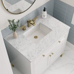 James Martin 305-V36-GW-3EJP Chicago 36 Inch Glossy White Single Sink Vanity with 3 cm Eternal Jasmine Pearl Top