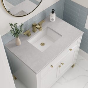 James Martin 305-V36-GW-3ESR Chicago 36 Inch Glossy White Single Sink Vanity with 3 cm Eternal Serena Top