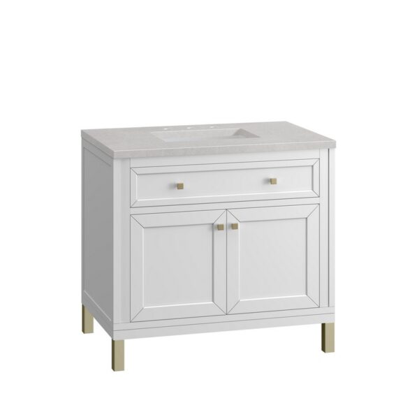 James Martin 305-V36-GW-3ESR Chicago 36 Inch Glossy White Single Sink Vanity with 3 cm Eternal Serena Top