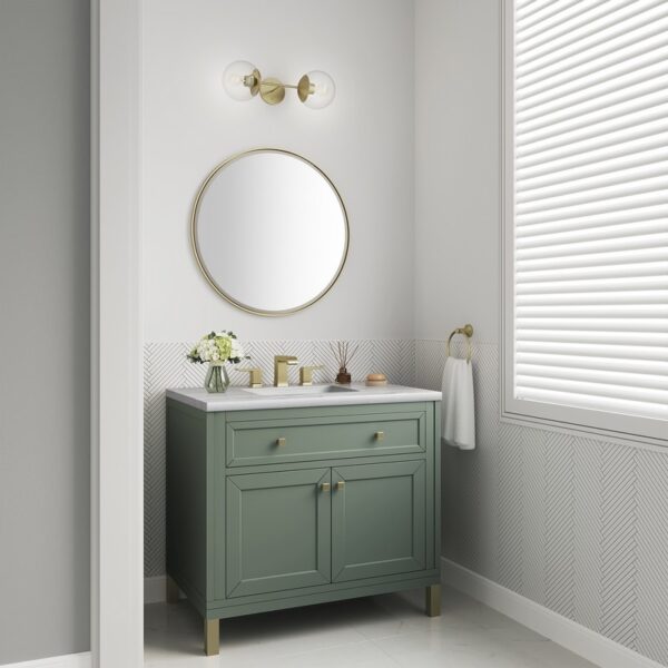 James Martin 305-V36-SC-3AF Chicago 36 Inch Smokey Celadon Single Sink Vanity with 3 cm Arctic Fall Top