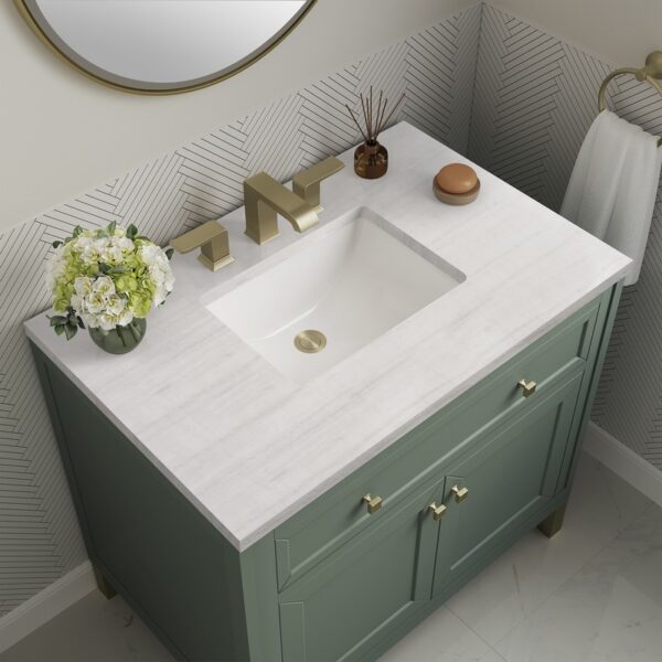 James Martin 305-V36-SC-3AF Chicago 36 Inch Smokey Celadon Single Sink Vanity with 3 cm Arctic Fall Top