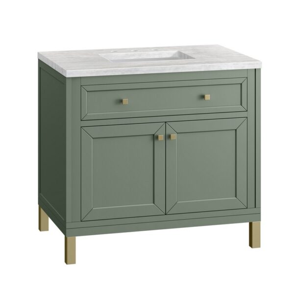 James Martin 305-V36-SC-3AF Chicago 36 Inch Smokey Celadon Single Sink Vanity with 3 cm Arctic Fall Top