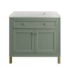 James Martin 305-V36-SC-3EJP Chicago 36 Inch Smokey Celadon Single Sink Vanity with 3 cm Eternal Jasmine Pearl Top