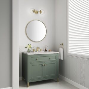 James Martin 305-V36-SC-3EJP Chicago 36 Inch Smokey Celadon Single Sink Vanity with 3 cm Eternal Jasmine Pearl Top