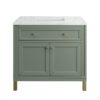 James Martin 305-V36-SC-3ENC Chicago 36 Inch Smokey Celadon Single Sink Vanity with 3 cm Ethereal Noctis Top