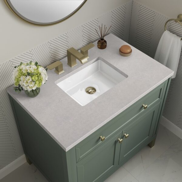 James Martin 305-V36-SC-3ESR Chicago 36 Inch Smokey Celadon Single Sink Vanity with 3 cm Eternal Serena Top