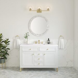 James Martin 305-V48-3WZ Chicago 48 Inch Single Vanity with 3cm White Zeus Quartz Top