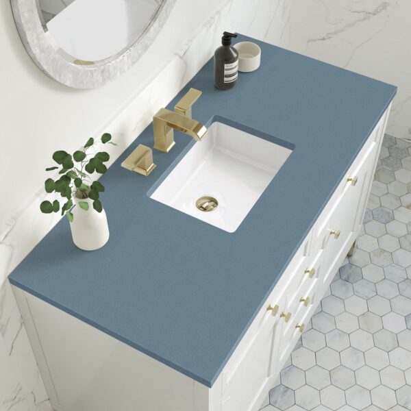 James Martin 305-V48-GW-3CBL Chicago 48 Inch Glossy White Single Sink Vanity with 3 cm Cala Blue Top