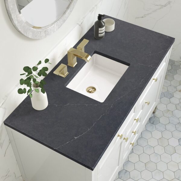 James Martin 305-V48-GW-3CSP Chicago 48 Inch Glossy White Single Sink Vanity with 3 cm Charcoal Soapstone Top