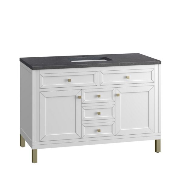 James Martin 305-V48-GW-3CSP Chicago 48 Inch Glossy White Single Sink Vanity with 3 cm Charcoal Soapstone Top