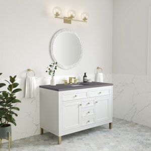 James Martin 305-V48-GW-3GEX Chicago 48 Inch Glossy White Single Sink Vanity with 3 cm Grey Expo Top