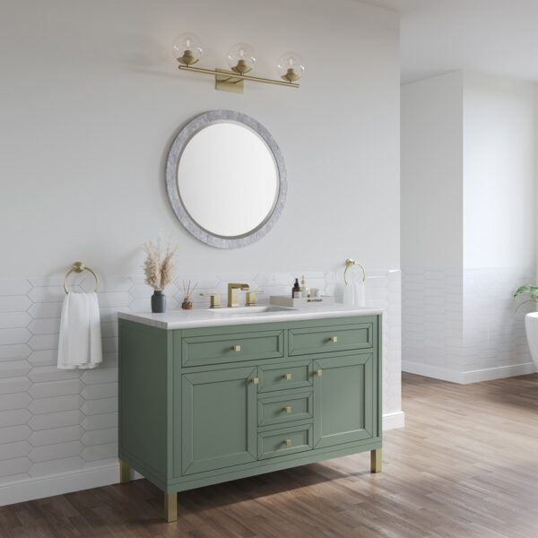 James Martin 305-V48-SC-3AF Chicago 48 Inch Smokey Celadon Single Sink Vanity with 3 cm Arctic Fall Top