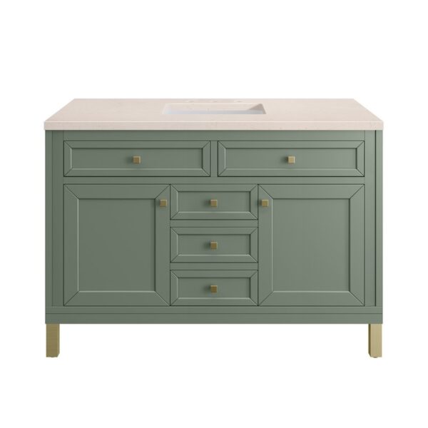 James Martin 305-V48-SC-3EMR Chicago 48 Inch Smokey Celadon Single Sink Vanity with 3 cm Eternal Marfil Top