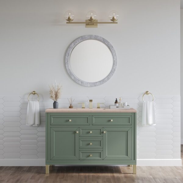 James Martin 305-V48-SC-3EMR Chicago 48 Inch Smokey Celadon Single Sink Vanity with 3 cm Eternal Marfil Top