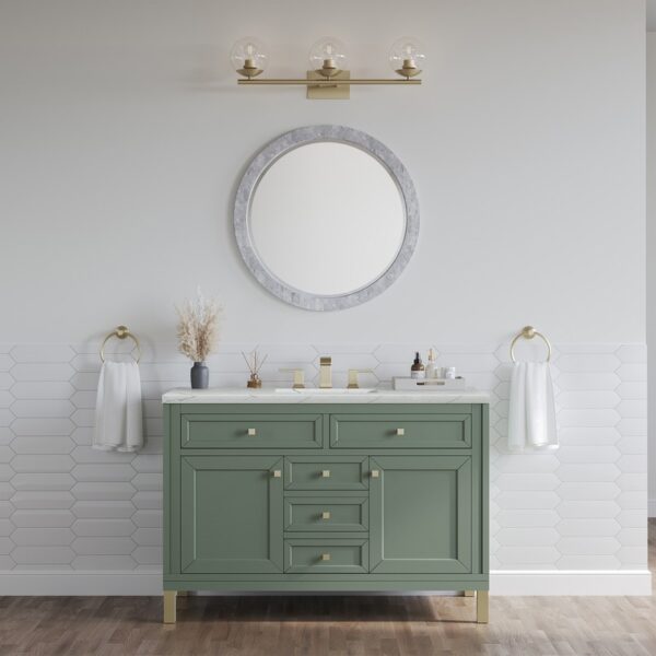 James Martin 305-V48-SC-3ENC Chicago 48 Inch Smokey Celadon Single Sink Vanity with 3 cm Ethereal Noctis Top