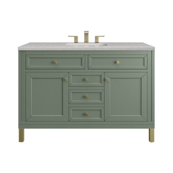 James Martin 305-V48-SC-3ESR Chicago 48 Inch Smokey Celadon Single Sink Vanity with 3 cm Eternal Serena Top