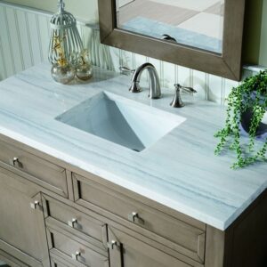 James Martin 305-V48-WWW-3AF Chicago 48 Inch Whitewashed Walnut Single Vanity with 3 cm Arctic Fall Solid Surface Top