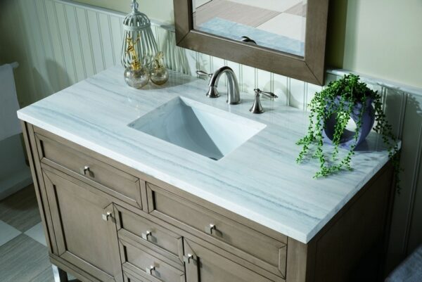 James Martin 305-V48-WWW-3AF Chicago 48 Inch Whitewashed Walnut Single Vanity with 3 cm Arctic Fall Solid Surface Top