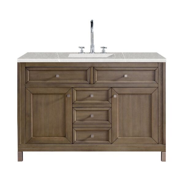 James Martin 305-V48-WWW-3ESR Chicago 48 Inch Single Vanity Whitewashed Walnut with 3 CM Eternal Serena Quartz Top