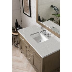 James Martin 305-V48-WWW-3ESR Chicago 48 Inch Single Vanity Whitewashed Walnut with 3 CM Eternal Serena Quartz Top