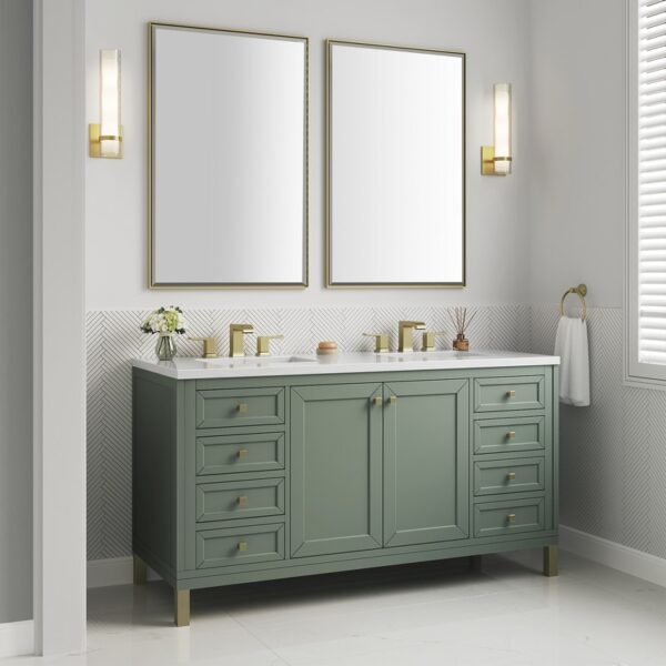 James Martin 305-V60D-3WZ Chicago 60 Inch Double Vanity with 3cm White Zeus Quartz Top