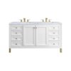 James Martin 305-V60D-GW-3CAR Chicago 60 Inch Glossy White Double Sink Vanity with 3 cm Carrara Marble Top