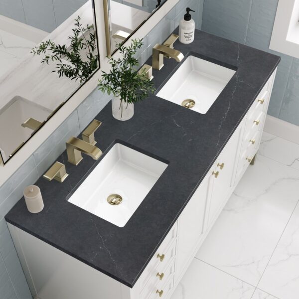 James Martin 305-V60D-GW-3CSP Chicago 60 Inch Glossy White Double Sink Vanity with 3 cm Charcoal Soapstone Top