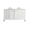 James Martin 305-V60D-GW-3EJP Chicago 60 Inch Glossy White Double Sink Vanity with 3 cm Eternal Jasmine Pearl Top