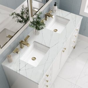 James Martin 305-V60D-GW-3ENC Chicago 60 Inch Glossy White Double Sink Vanity with 3 cm Ethereal Noctis Top