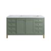 James Martin 305-V60D-SC-3CAR Chicago 60 Inch Smokey Celadon Double Sink Vanity with 3 cm Carrara Marble Top