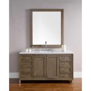 James Martin 305-V60S-3WZ Chicago 60 Inch Single Vanity with 3cm White Zeus Quartz Top