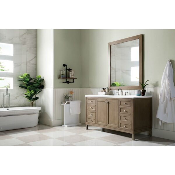 James Martin 305-V60S-3WZ Chicago 60 Inch Single Vanity with 3cm White Zeus Quartz Top