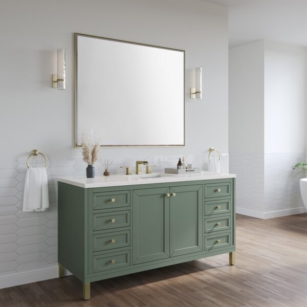 James Martin 305-V60S-3WZ Chicago 60 Inch Single Vanity with 3cm White Zeus Quartz Top