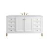 James Martin 305-V60S-GW-3CAR Chicago 60 Inch Glossy White Single Sink Vanity with 3 cm Carrara Marble Top